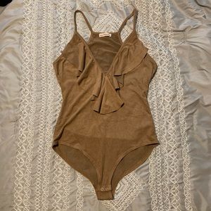 Suede Ruffled bodysuit
